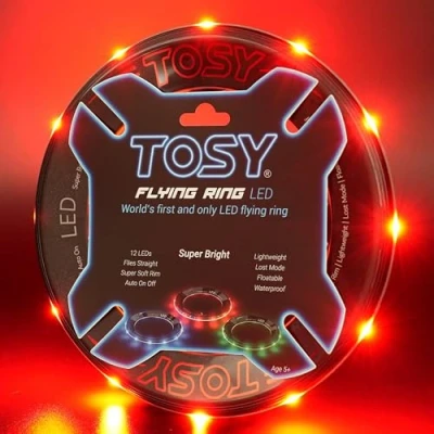 Image of TOSY Flying Ring 12 LEDs, Super Bright, Very Soft &amp; Phosphorescent Rim, Auto Light Up, Safe, Waterproof, Lightweight frisbee, Cool Fun Christmas Outdoor/Indoor Gift Toy for Boys/Girls/Kids