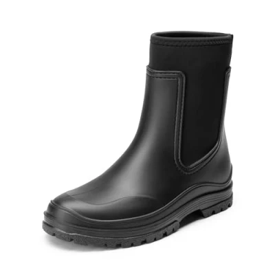 Image of DREAM PAIRS Wellington Boots Women, Waterproof Rain Boots, Outdoor and Hiking Garden Comfortable Chelsea Boots,Size 7,Black,SDRB2406W E