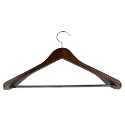 Image of alpina Wooden Clothes Hanger 1 Piece Clothing with Wide Shoulders and Anti Slip 44 x 23.5 5.8 CM Suitable for 2 Garments Organizer Wood Brown