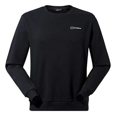 Image of Berghaus Men&#039;s Logo Sweatshirt Crew Neck Jumper, Added Warmth, Extra Comfortable, Black, XL