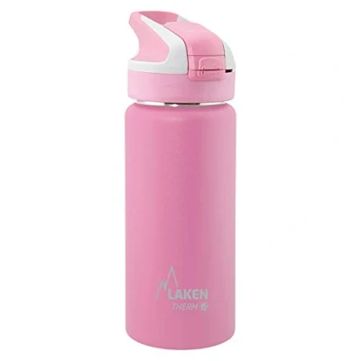 Image of LAKEN Summit Stainless Steel Reusable Thermal Bottle with Automatic Cap and Safety Closure, 350, 500, 750 ml (0.5, Pink)