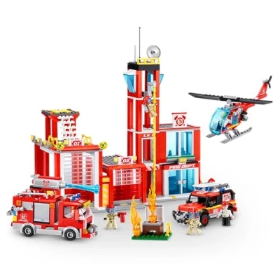 Image of MAX Adventure Fire Station Playset (933 pieces) Building Bricks Toys For Kids 5+ Create Vehicles and More Unbox Discover, Major Brand Compatible
