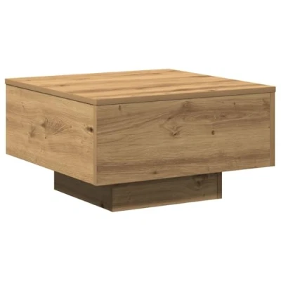 Image of vidaXL Artisan Oak Square Coffee Table Solid Wood, 55x55 cm, Indoor, Living Room, Compact &amp; Modern Lounge Table, 50 kg Load, Brown