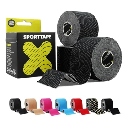 Image of 3 Rolls SPORTTAPE Kinesiology Tape 5cm x 5m Platinum Physio &amp; Sports Injury Muscle for Knee Pain, Shoulder, Ankle Shin Splints Support Waterproof Hypoallergenic Kinetic