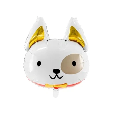 Image of Foil Balloon Matte Dog 45 x 50 cm FB89 Inflatable Helium and Air for Party Friends Pets with Grey Spot on the Eye