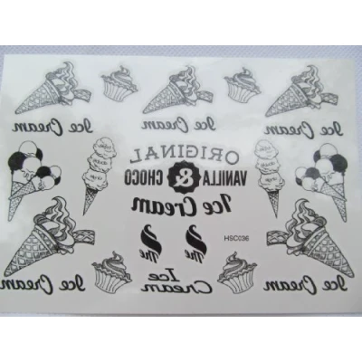 Image of TT: Ice cream temporary Tattoos, ladies, mens Quality Fashion Black Icre cones, cup cakes tattoos by Fat catz copy