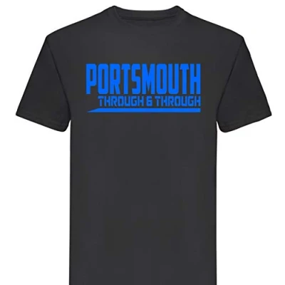 Image of FootballApparelGifts Portsmouth Through and Premium T Shirt Gift Mens (XX Large) Black