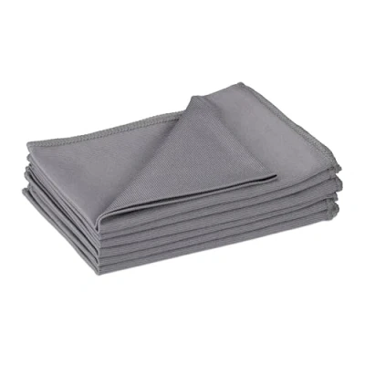 Image of Relaxdays Microfibre Cloths, Set of 6, 40x60 cm, Absorbent, All Purpose Cleaning Rag, Washable, Kitchen &amp; Bathroom, Grey, Polyester, Plastic