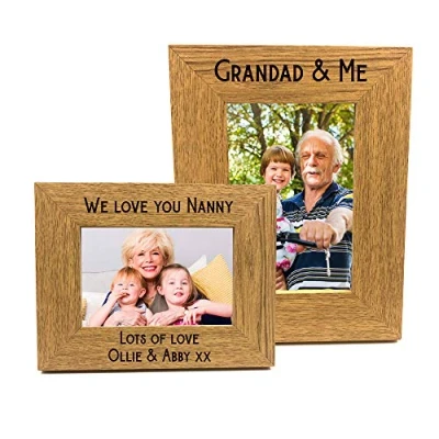 Image of ukgiftstoreonline Personalised Photo Frame Any Engraving Elegant Style Gift Oak Wood Finish (5 x 7 Inch)