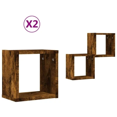 Image of vidaXL Floating Shelves Smoked Oak Solid wood Medium Wall mounting