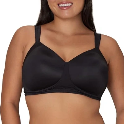 Image of PLAYTEX Women&#039;s Secrets Perfectly Smooth Wireless Coverage T Shirt Bra for Full Figures, Opaque, Black Side Panel, 42C