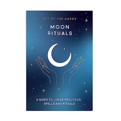 Image of Gift Republic 100 Moon Ritual Cards Self Care Practices, Spells, Affirmations, Blue