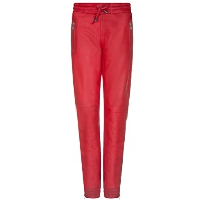 Image of Infinity Leather Womenss Red Nappa Trousers Joggers Size 18 UK