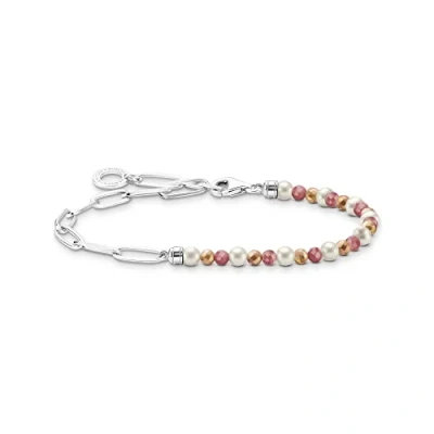 Image of Thomas Sabo A2099 350 7 Charm Bracelet with Colourful Beads and White Pearls in 925 Sterling Silver