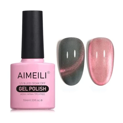Image of AIMEILI Magnetic Gel Nail Polish Cat Magnet Eye Polish, UV LED Soak Off Glitter Varnish Art Manicure Pedicure, Long Lasting &amp; Easy to Apply 10ml 742