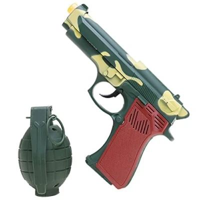 Image of Toyland® Army Style Hand Grenade &amp; Pistol With Light Sound Toy Weapon Set Role Play Fancy Dress