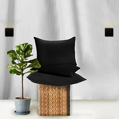 Image of GC GAVENO CAVAILIA 200 Thread Count Pillow Cases 2 Pack 100% Egyptian Cotton Plain Covers 50 x 75 Envelope Closure Pillowcases Black