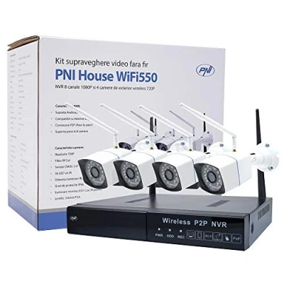 Image of PNI Video surveillance kit House WiFi550 NVR 8 channels 1080P and 4 outdoor wireless cameras 720P, P2P, IP66