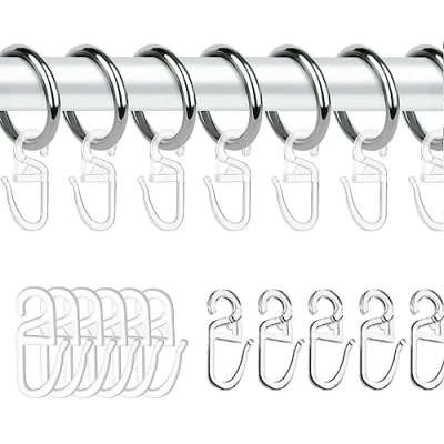 Image of Rolling Curtain Clips,100 PCS Head Folding Glider Clips Shower Hooks for Rail Track Plastic Sliding Type