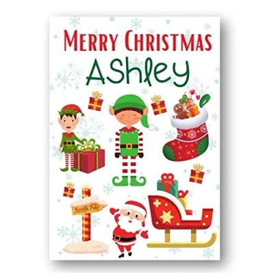 Image of Second Ave Personalised Santa Elf Workshop Children&#039;s Kids Christmas Xmas Holiday Festive Greetings Card