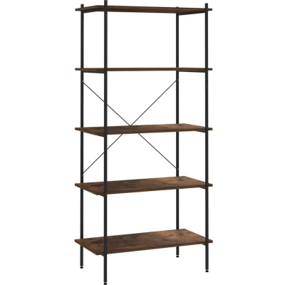 Image of vidaXL 5 Tier Shelving Unit Black and Dark Wood 80x40x163 cm