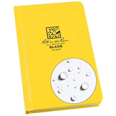 Image of Rite in the Rain Weatherproof Hard Cover Sketchbook Notebook, 4.75&quot; x 7.5&quot;, Yellow Cover, Blank Pattern (No. 330F)