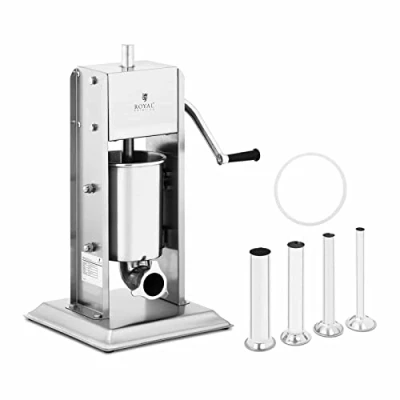 Image of Royal Catering Vertical Sausage Maker Stuffer Machine 3L RCWV (Stainless Steel, Cylinder Height 19.5cm, Filling Tube Length 18cm)