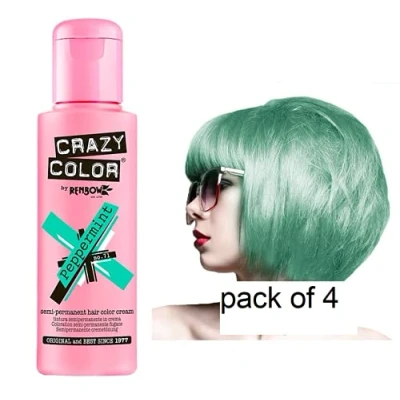 Image of 4 Crazy Color Semi Permanent Hair Colour Dyes by Renbow 100ml Peppermint 71