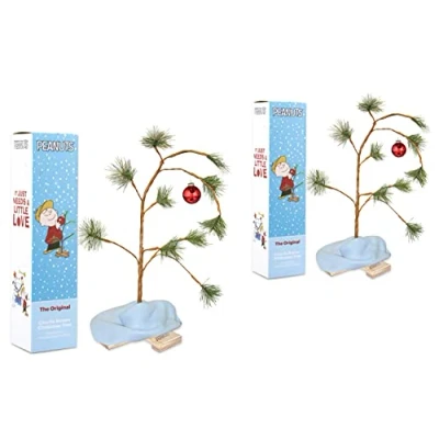 Image of 24 Inch Charlie Brown Christmas Tree with Linus&#039;s Blanket, 2 Pack