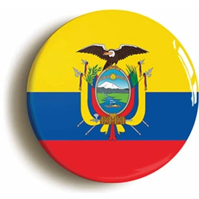 Image of Ecuador National Flag Fridge Magnet (Circular 2inch / 50mm Diameter)