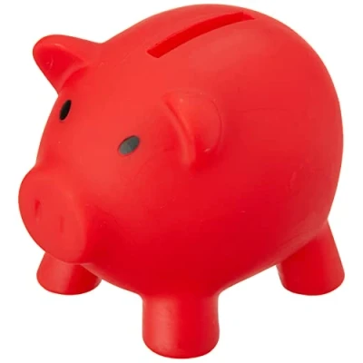 Image of eBuyGB Piggy Bank/Money Box for Saving Coins and Cash Plastic Novelty Pig, Red