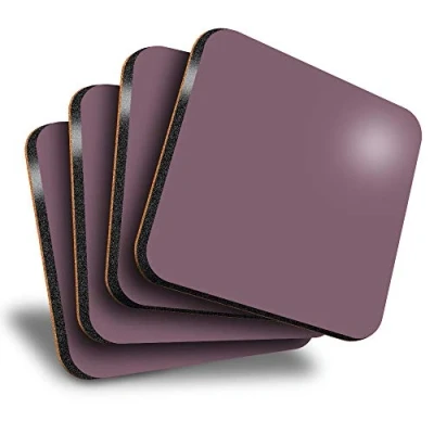 Image of Destination Vinyl ltd Great Coasters (Set of 4) Square Plum Purple Colour Block Drink Glossy Coasters/Tabletop Protection for Any Table Type #46139
