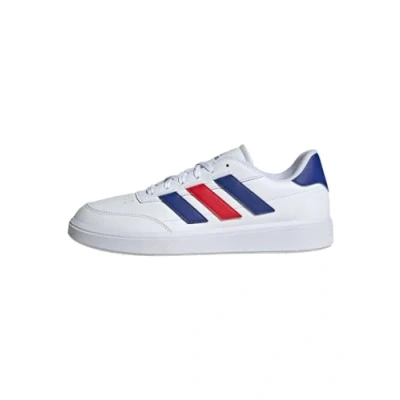 Image of adidas Men&#039;s Courtblock Shoes, Cloud White/Cloud White/Scarlet, 9 UK