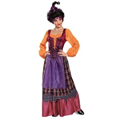 Image of DISGUISE 109019E Mary Sanderson, Deluxe Official Disney Hocus Pocus Costume Dress Adult Sized, Large