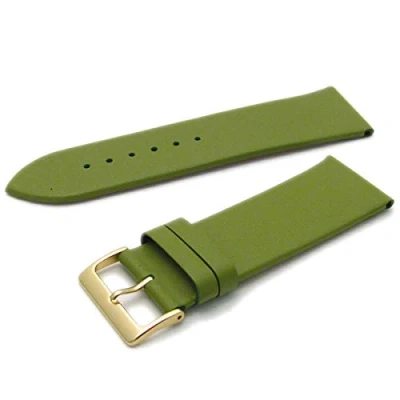 Image of Fine Calf Leather Watch Strap Band 26mm Lime Green with Gilt (Gold Colour) Buckle. Spring Bars (Watch Pins) W114/26