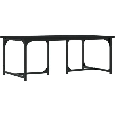 Image of vidaXL Coffee Table Black Engineered Wood Modern and Stylish Living Room Furniture, Sofa Side with Metal Frame, 90x50x35 cm