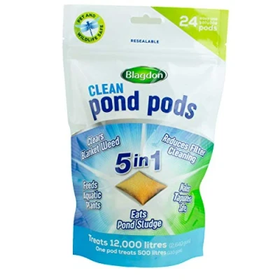 Image of Blagdon Clean Pond Pods, Clears Blanket Weed, Reduces Filter Cleaning, Feeds Aquatic Plants, Eats Sludge, Removes Chlorine, Makes Tap Water Safe, Pet &amp; Wildlife Safe (pack of 24 pods)
