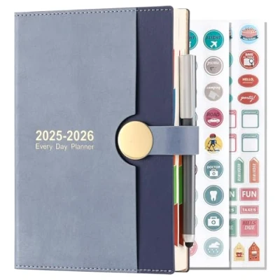 Image of Academic Diary 2025 2026 A5 Page a Day, from August to 2026, 13 Months Daily Planner,Hardcover with Pen (Blue)