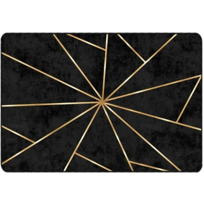 Image of vidaXL Rug Washable Black and Gold 120x180 cm Anti Slip