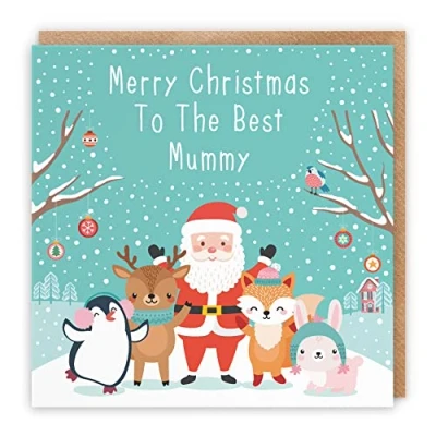 Image of Hunts England Mummy Christmas Card Merry To The Best Santa &amp; Friends Collection Fun