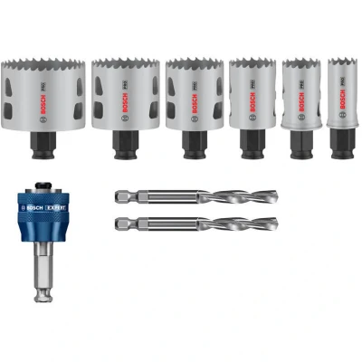Image of Bosch 9 x PRO Multi Material Power Change Plus Hole Saw Set Transparent Case (for Softwood, Drywall, Diameter 22, 29, 35, 44, 51, 64 mm, Professional Accessories Drill/Screwdriver)
