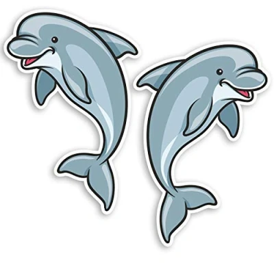 Image of 2 x 10cm Cheeky Dolphin Vinyl Stickers Ocean Sea Cute Laptop Sticker #20878 (10cm Tall)