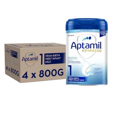 Image of Aptamil Advanced 1 First Infant Baby Milk Powder Formula, from Birth, 800g (Pack of 4)