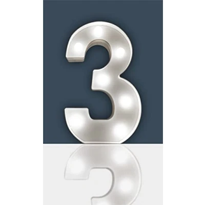 Image of Battery Operated 3D LED Number Light Perfect for use as a Night or at Weddings and Parties (Number 3)