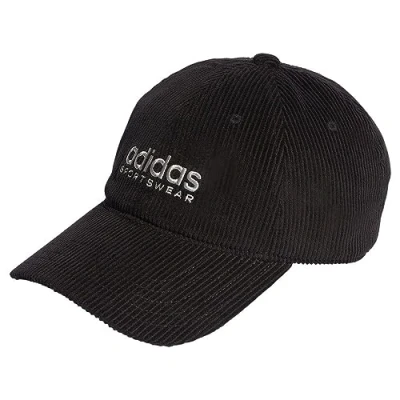 Image of adidas Unisex Corduroy Low Dad Cap, Black/Grey Two, XS