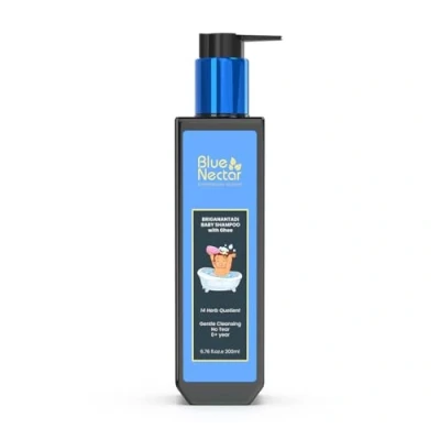 Image of Blue Nectar Baby Shampoo with Natural Ghee for Gentle Cleansing No Tear Formula 0+ Year Dry &amp; Sensitive Skin (200ml, 14 Herbs)
