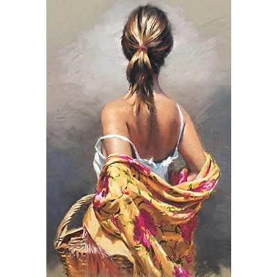Image of HERWS Wall Canvas Modern Girl Back Art Posters And Prints Paintings Pictures For Living Room Decor (No No Frame) Home Bedroom Kitchen Decoration