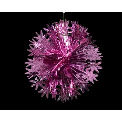 Image of Foil Garland Star Ball Christmas Hanging Decoration Wall Ceiling Xmas Deco (Baby Pink)
