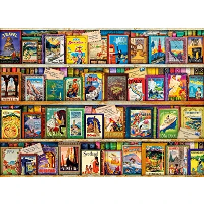 Image of Ravensburger Vintage Travel Guides 500 Piece Jigsaw Puzzle for Adults and Kids Age 10 Years Up
