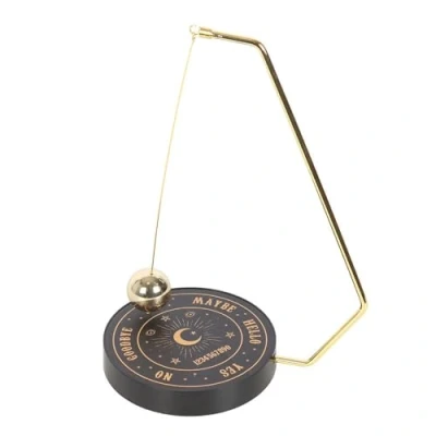 Image of Mystical Talking Board Decision Maker with Gold Tone Pendulum Fun, Compact Desk Accessory for Quick Decisions, Unique Home Decor Six Possible Outcomes, Ideal Mysticism &amp; Occult Lovers